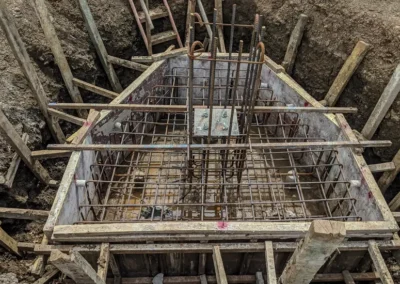 Rebar and formwork set for a concrete foundation